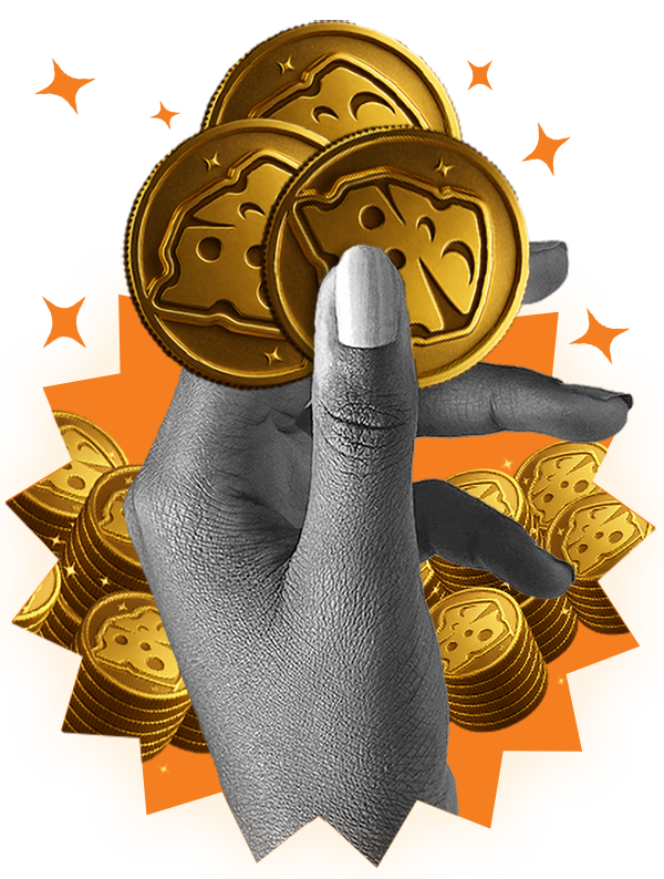 Hand holding Cheddr Coinz