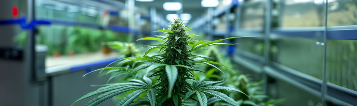 Cannabis flower in lab environment